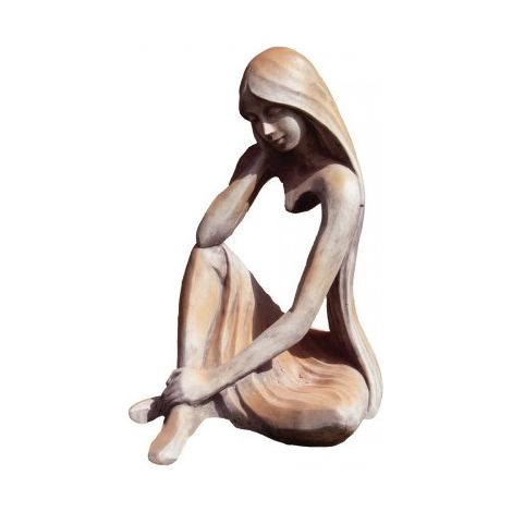 Jardinex – Statue de jardin Iseult en pierre reconstituée – Finition demi-rouille – Hauteur 90 cm – Résistante aux intempéries et au gel