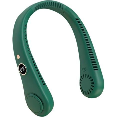 Ventilateur de Cou Portable - Sans pales refroidissement 360° - Intérieur extérieur - silencieux longue autonomie - Vert foncé (1/4)