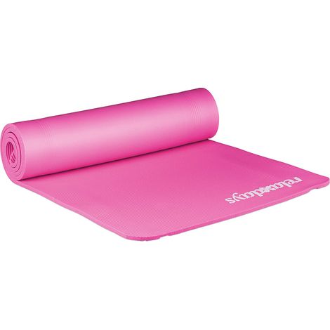 Esterilla de yoga de goma de 1 cm de grosor con correa de transporte para gimnasia pilates aeróbic rosa 1300028437 (1/5)