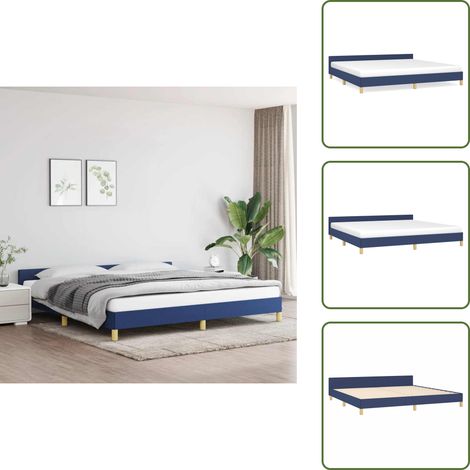 Bettgestell mit Kopfteil ohne Matratze Blau 200x200 cm Stoff - Bettsofa - Boxspringbetten - Doppelbett - Blau - Holzrahmen (1/5)