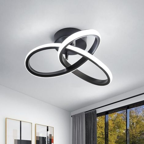 Plafonnier LED 22W Lampe de Plafond en Aluminium Acrylic Luminaire Moderne Simple pour Salon Cuisine Chambre Balcon - Lumière Froid 6500K Noir (1/5)