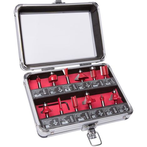 12 Piece Router Cutter Bit Set Wolf 1/4" Shank TCT Tungsten Carbide Tipped Woodworking Set (1/3)