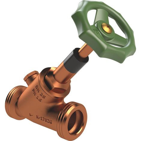 Kemper Eco Freistrom-Absperrventil mit Entleerstopfen G 1/4", DN 25 AG, PN 16, Rotguss, Figur 170 2G