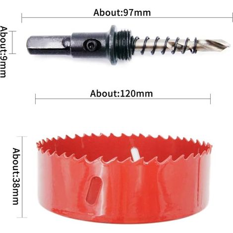 AIDUCHO M42 HSS Scie Cloche Bi-Métal 120mm, Scie Trèpan Pour Fer, Aluminium, Bois, Cloison Sèche, Tuyau, Plastique, Panneau De Fibres De Bois (1/4)