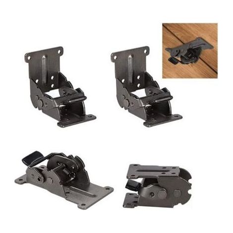 Charnière pliante autobloquante - Angle 0 90 180 degrés Fer galvanisé robuste - Support panneau extensible - Lot de 4 Bronze (1/5)
