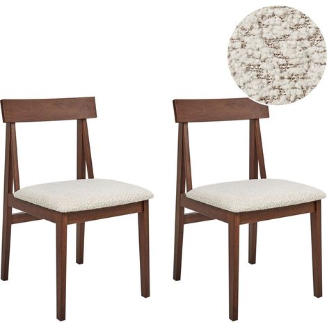 Esszimmerstuhl 2er Set ISLE Holz Braun / Beige