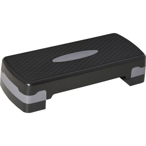 Stepper aérobic de fitness à 2 niveaux réglable en hauteur 10/15 cm, entraîneur de maison, stepper noir gris 68x29x15 cm pour un entraînement efficace (1/5)