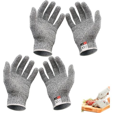 2 Paires Gants Anti Coupure Niveau A9/F, Conformes Aux Normes De Sécurité Les Plus Strictes, Gants Anti Coupure Cuisine, 100% Sûrs Pour Les Aliments, Sans Pfas, (Gris) (1/5)