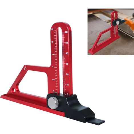Jauge de profondeur de table réglable en pouces Rouge Hauteur Verrouillage Jauge de mesure de la hauteur Outil de mesure pratique Routeur Table Jauge de hauteur Établi (1/5)