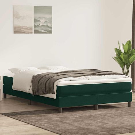 Sommier à lattes de lit et matelas vert foncé 160x220cm velours
