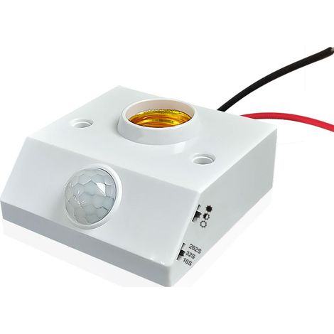 Douille avec détecteur de mouvement Ampoules PIR avec culot E27 pour une utilisation en intérieur avec réglage du temps et de la lumière