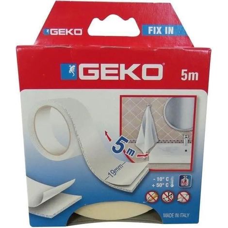 Geko Cinta adhesiva de doble cara de espuma blanca 19 mm x 5 m