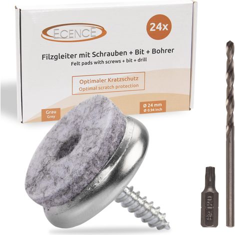 24Stck Filzgleiter mit Torx-Schrauben 24mm/0.94inch Möbel-Gleiter Stuhlgleiter (1/4)