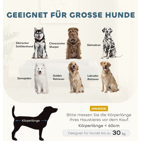 Canapé pour chien, lit pour animal de compagnie, coussin amovible et lavable, teinte naturelle et bleu foncé (1/5)