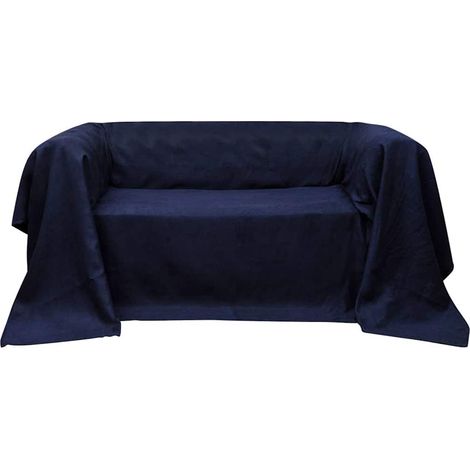 vidaXL Micro-suede Couch Slipcover Navy Blue 140 x 210 cm (1/2)