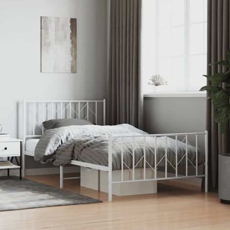 Estructura cama sin colchón con estribo metal blanco 107x203 cm vidaXL (1/5)