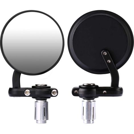 Paar runde Motorrad-Rückspiegel, passend für 22-mm-Lenker, individueller Griff und Körper in schwarzer Farbe
