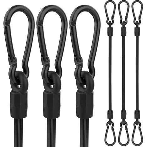 Spanngummi mit Karabiner 6er Set 30cm Schwarz für Gepäck & Outdoor (1/5)