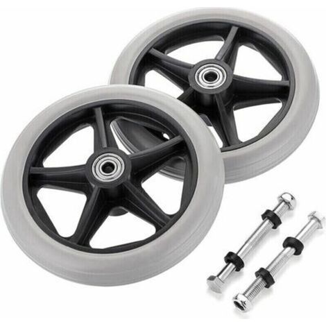 Garden Future-2PCS de 6 pouces Roue en Caoutchouc de Remplacement pour Fauteuil Roulant Roues avant Rollator Walker Roulettes de Remplacement Antidérapantes