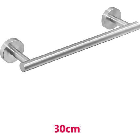 Portasciugamani da bagno in acciaio inox 304 color argento con asta singola spazzolata da 30 cm. (1/4)