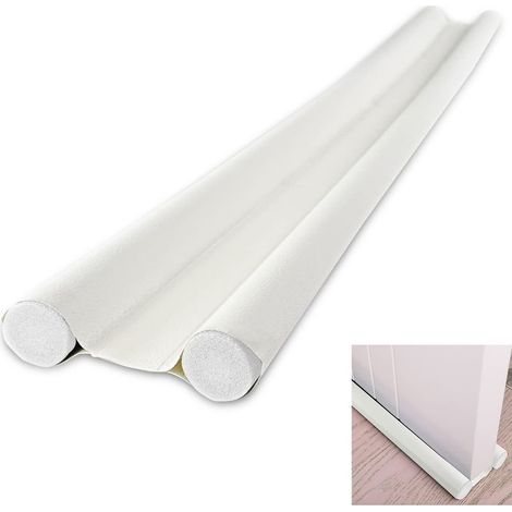 1 Piece Double Insulated Door Draft Excluder 96cm, Washable and Durable, Bottom Insulation Door Anti-Cold, Anti-Noise, Insects, White Door Draft Excluder, Inserted Foam Stick, Cuttable, White (1/5)