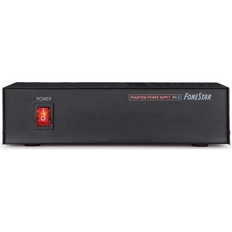 Alimentation fantôme 48V Fonestar PH-3, compact, fiable, faible bruit, dimensions 182 x 46 x 118 mm de profondeur