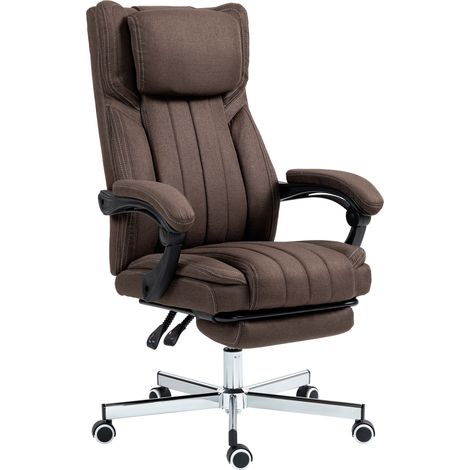 Fauteuil de massage 6 points avec télécommande, appui-tête et repose-pieds, marron foncé, hauteur réglable