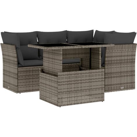 Maison Exclusive - 5-tlg. Garten-Sofagarnitur mit Kissen Grau Pol
