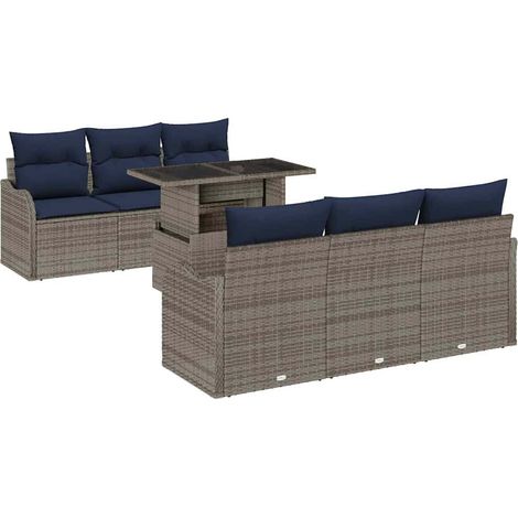 Garden Sofa Set 7 pcs Grey Poly Rattan vidaXL (1/5)