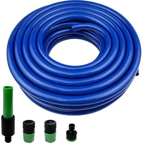 Tuyau d'arrosage court en PVC avec connexion rapide en plastique – 15 m, étanche et anti-nœuds, tuyau de raccordement ID de 12 mm pour machine à laver, camping-car, caravane (1/5)
