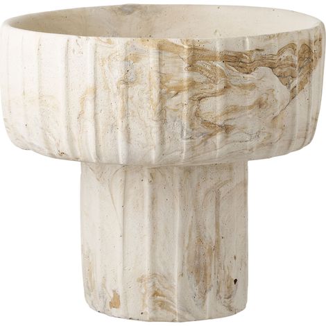 Vaso coppa in cemento marrone e beige con base a colonna ø20,5x18,5 cm
