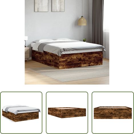 Holzwerkstoff Bett - Bettgestell Räuchereiche 150x200 cm Holzwerkstoff (1/5)