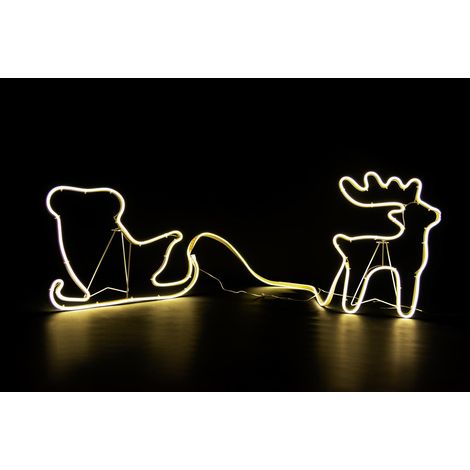 Reindeer 30x40cm and Sleigh 30x45cm Rope Light Silhouette-warm white (1/5)