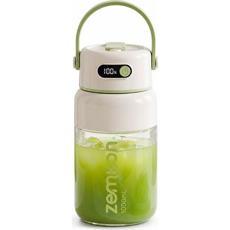 Blender Portable Électrique 1 L avec Gobelet en Verre Sodocalcique, Écran Numérique, 26 Lames et 2 Couvercles Zemkon (1/5)