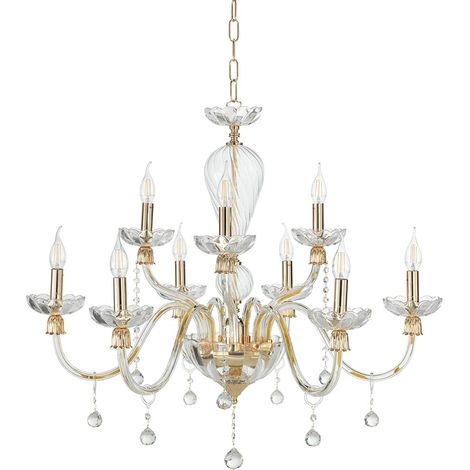 Lustre classique en verre soufflé à 9 lumières Roxanne 9 (1/2)