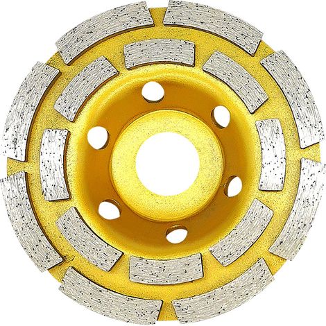 Diamantschleifscheibe, 100 x 22,2 mm, zweireihige Betonschleifscheibe, universelle Diamantschleifscheibe zum Schleifen von Beton, Stein, Granit, Estrich, Mauerwerk, universell einsetzbar (Gelb)