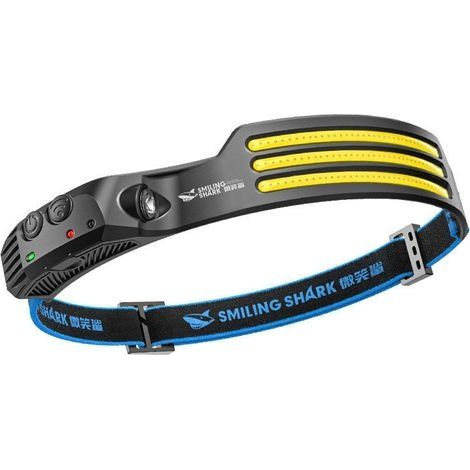 Lampe frontale à LED super puissante, lampe frontale rechargeable USB 3 LED 230 ° super lumineuse avec capteur de mouvement, étanche 0,1 kg, légère, adaptée à la pêche, au camping, à la course à (1/4)