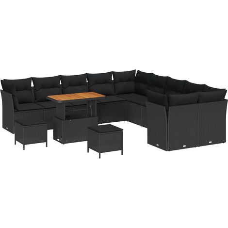 Garden Sofa Set with Cushion with Storage 13 pcs Black vidaXL