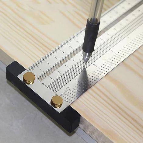 Regla en T de ultra precisión, gruesa, de alta calidad, para marcar líneas, con marco imperial, para usar como herramienta de medición con lápiz mecánico (8 pulgadas). (1/5)