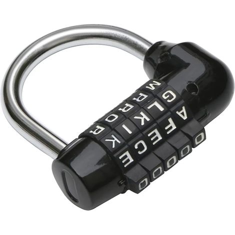 Cadenas à combinaison de lettres 5 lettres noir - Serrure à combinaison - Cadenas de vélo Ordinateur portable Sac à dos - Parfait pour escape game (1/4)