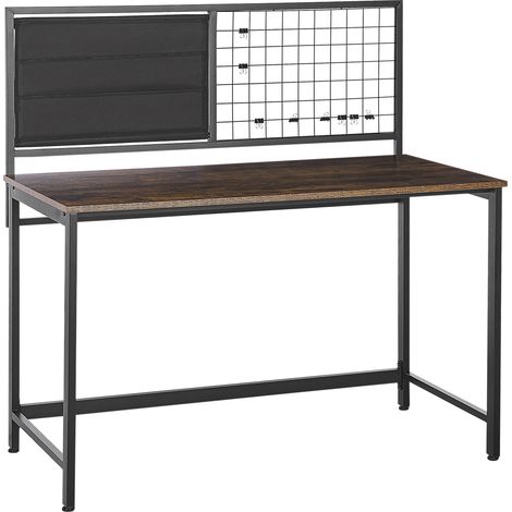 Escritorio de madera oscura acero negro 118 x 60 cm tablero de partículas oficina en casa panel de notas Vince (1/5)