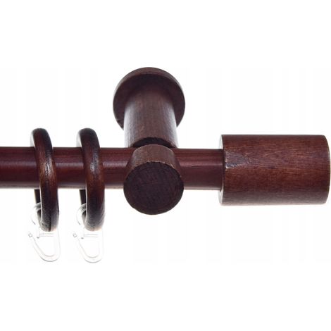 Asta per tende singola in legno, moderna, in mogano, 120 cm, cilindro Fi20 (1/5)