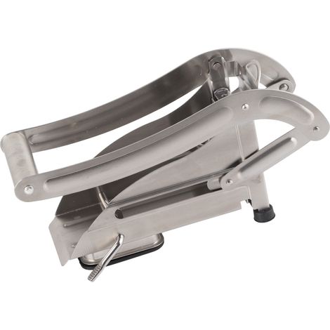 Coupe-pommes de terre portable en acier inoxydable avec fond en plastique, idéal pour les frites (sans ventouse). (1/5)