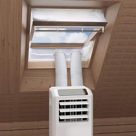 HOOMEE Tissu d’Isolation pour Fenêtre à Pivot Central avec Un Périmètre Allant de 381cm à 460cm - pour Climatiseur Mobile et Sèche-Linge - Adapté à Toutes Les Unités Mobiles De Climatisation (1/5)
