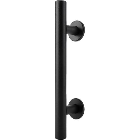Poignée de porte coulissante noire robuste en acier au carbone pour portes de grange, armoires et portails en bois. (1/5)