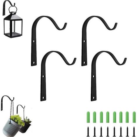Lot de 4 Crochet mural, Métal robuste, Vis incluses, Intérieur et extérieur, Support plantes (1/5)