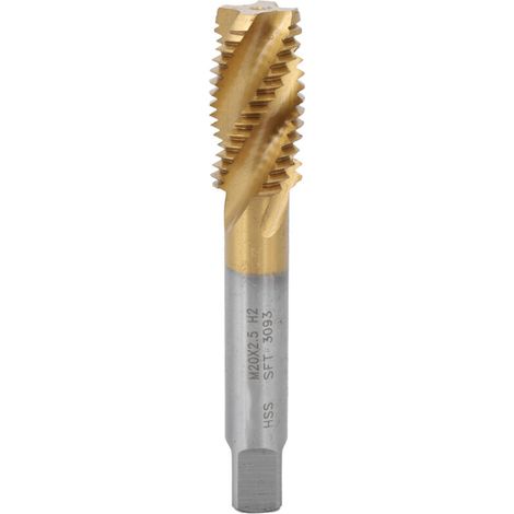 Taraud Machine HSS M20 x 2.5mm Cobalt Spirale à Haute Vitesse - Outil à Main Doré/Argenté