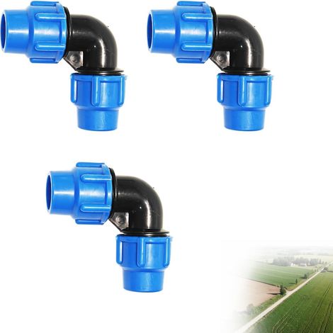 25mm x 25mm PE Elbow Fitting 90 Degree Elbow Pipe PE Pipe for Water Pipe PE80 PE100 Compression Plumbing Connector PN16 Compatible Irrigation and Drinking Water (1/5)
