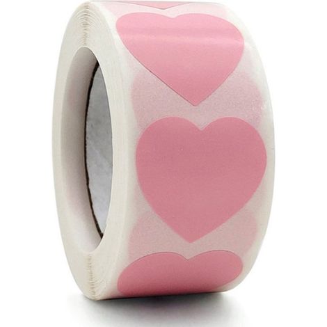 Etiquetas，2 rollos (500 pegatinas por rollo)，Pegatinas de corazón，Etiquetas con forma de corazón，Ideales para bodas，2,5 cm (1/5)