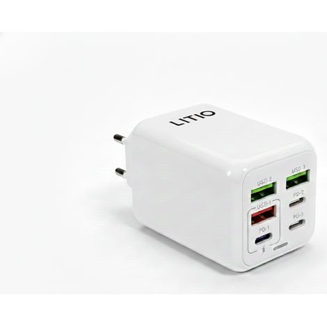 6-in-1 Turbo-Schnellladegerät 150 W, Universal-Netzstecker, leistungsstark, weiß (1/4)